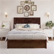 Andorra Full Wood Platform Bed with Panel Footboard and Twin Trundle in Walnut