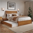 Andorra Full Platform Bed with Panel Footboard & Twin Trundle in Light Toffee