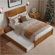 Andorra Full Platform Bed with Panel Footboard & Twin Trundle in Light Toffee