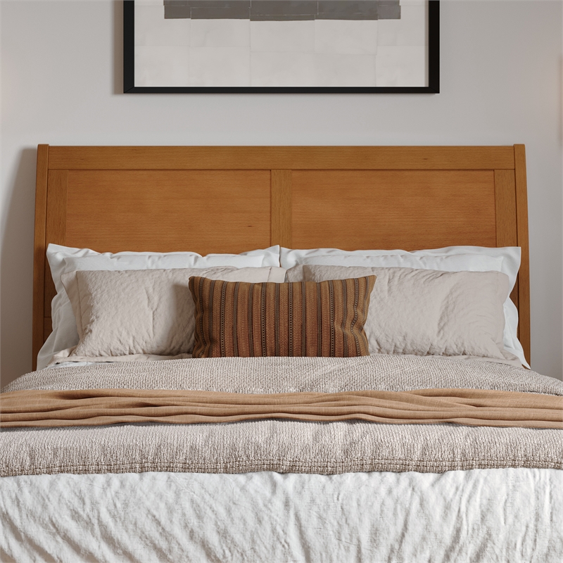 Andorra Full Platform Bed with Panel Footboard & Twin Trundle in Light Toffee