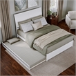Andorra Queen Wood Platform Bed with Panel Footboard & Twin XL Trundle in White