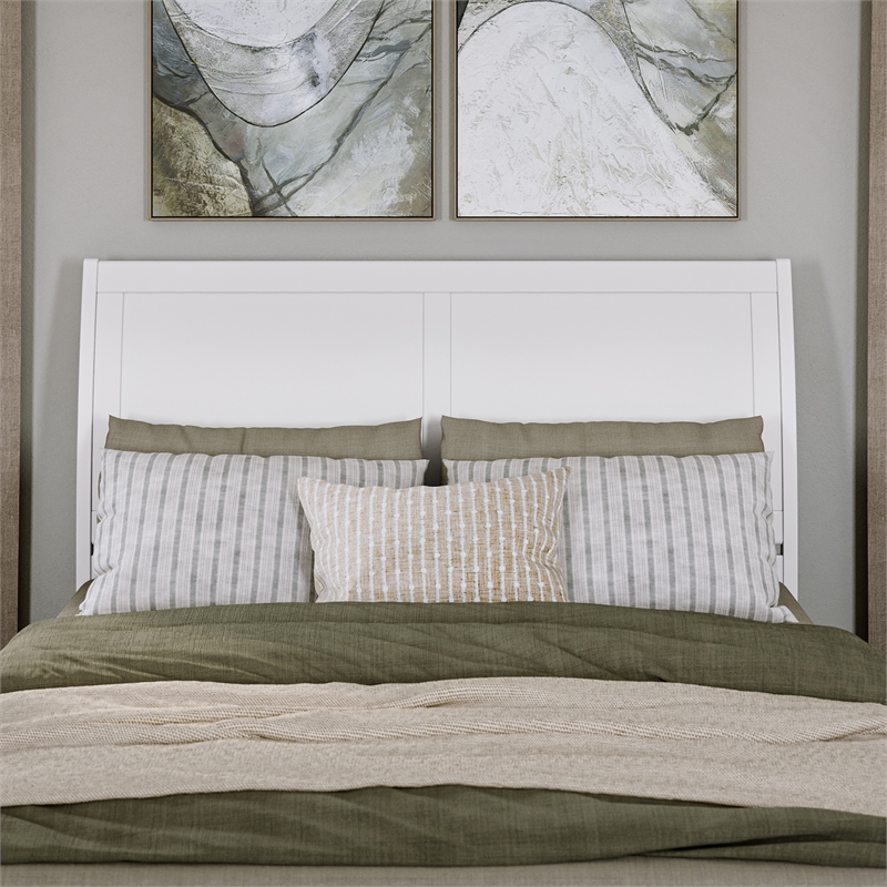 Andorra Queen Wood Platform Bed with Panel Footboard & Twin XL Trundle in White