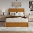 Andorra Queen Platform Bed with Panel Footboard & TXL Trundle in Light Toffee