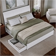 Andorra King Wood Platform Bed with Panel Footboard and Storage Drawers in White