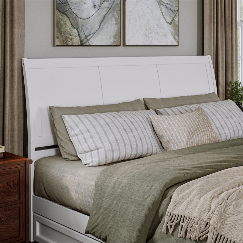 Andorra King Wood Platform Bed with Panel Footboard and Storage Drawers in White