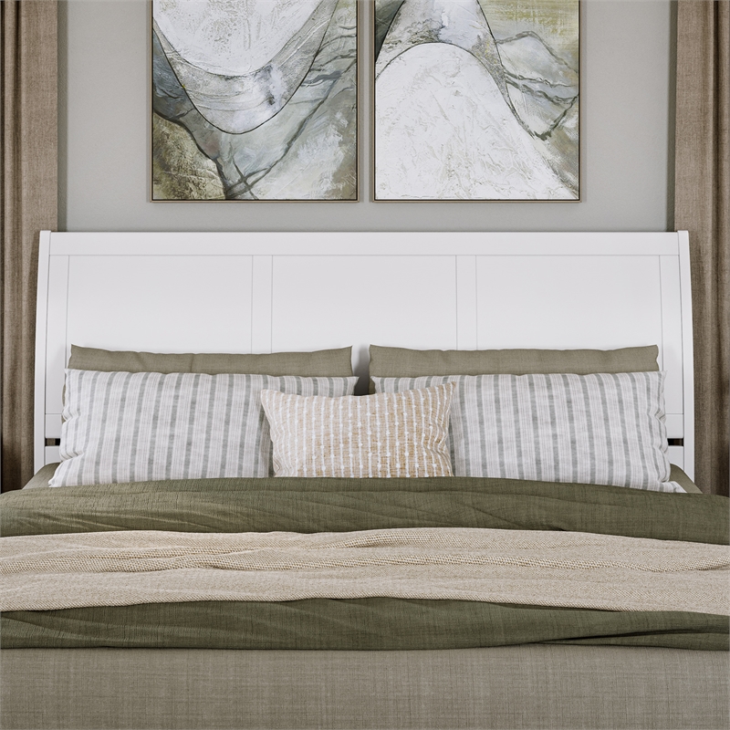 Andorra King Wood Platform Bed with Panel Footboard and Storage Drawers in White