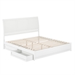 Andorra King Wood Platform Bed with Panel Footboard and Storage Drawers in White