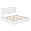 Andorra King Wood Platform Bed with Panel Footboard and Storage Drawers in White