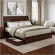 Andorra King Wood Platform Bed with Panel Footboard & Storage Drawers in Walnut