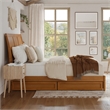Andorra King Wood Platform Bed with Panel Footboard & Drawers in Light Toffee