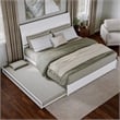 Andorra King Wood Platform Bed with Panel Footboard and Twin XL Trundle in White
