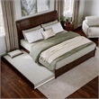 Andorra King Wood Platform Bed with Panel Footboard & Twin XL Trundle in Walnut