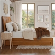 Andorra King Platform Bed with Panel Footboard & TXL Trundle in Light Toffee