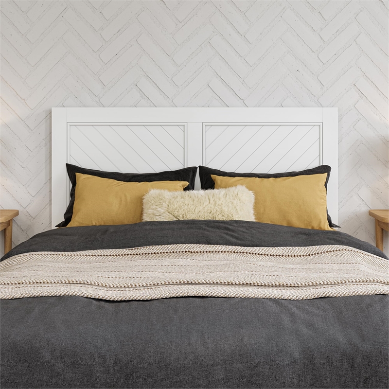 Clayton Twin XL Wood Platform Bed with Panel Footboard & Drawers in White