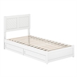 Clayton Twin XL Wood Platform Bed with Panel Footboard & Drawers in White