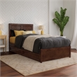 Clayton Twin XL Wood Platform Bed with Panel Footboard & Drawers in Walnut