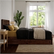 Clayton Twin XL Wood Platform Bed with Panel Footboard & Drawers in Walnut