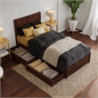 Clayton Twin XL Wood Platform Bed with Panel Footboard & Drawers in Walnut