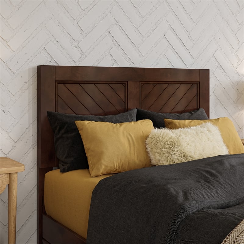 Clayton Twin XL Wood Platform Bed with Panel Footboard & Drawers in Walnut