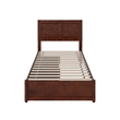 Clayton Twin XL Wood Platform Bed with Panel Footboard & Drawers in Walnut
