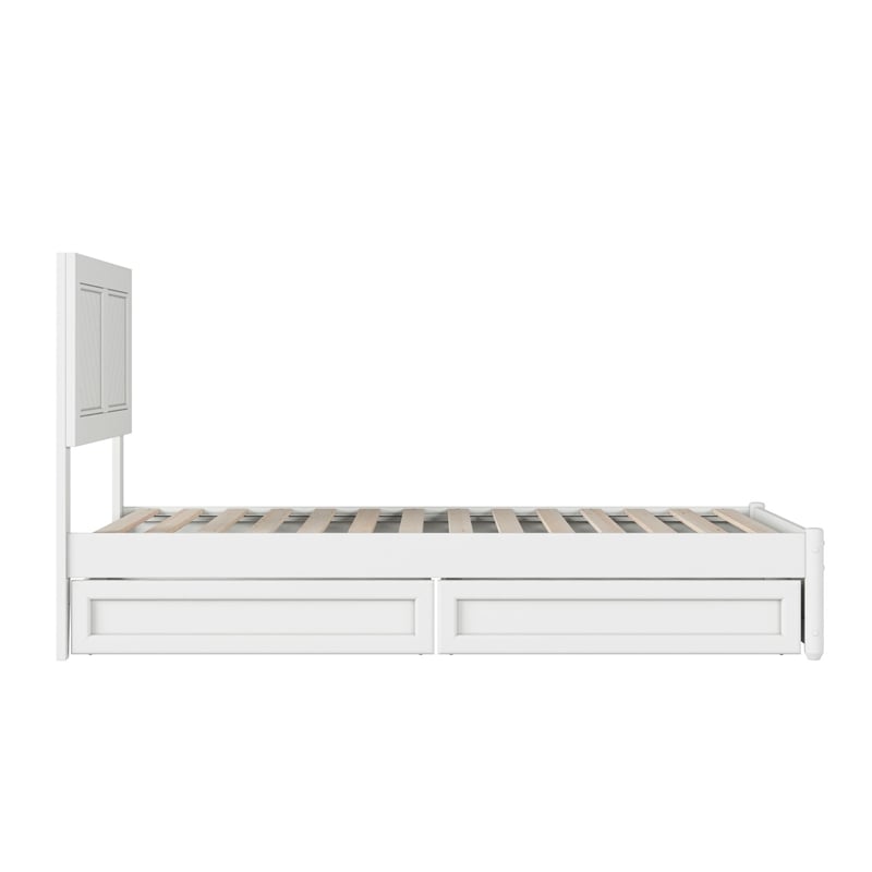 Clayton Twin Wood Platform Bed with Panel Footboard and Storage Drawers in White