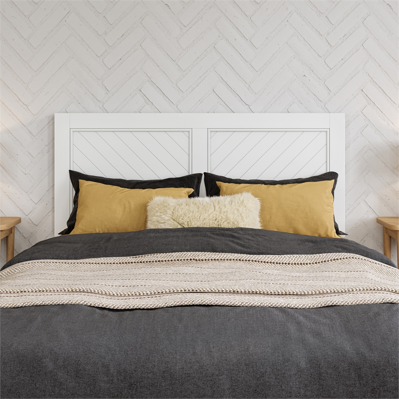 Clayton Full Wood Platform Bed with Panel Footboard and Storage Drawers in White