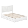 Clayton Full Wood Platform Bed with Panel Footboard and Storage Drawers in White