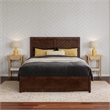 Clayton Full Wood Platform Bed with Panel Footboard & Storage Drawers in Walnut