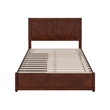Clayton Full Wood Platform Bed with Panel Footboard & Storage Drawers in Walnut