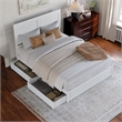 Clayton Queen Wood Platform Bed with Panel Footboard & Storage Drawers in White