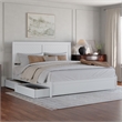 Clayton King Wood Platform Bed with Panel Footboard and Storage Drawers in White