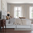 Clayton King Wood Platform Bed with Panel Footboard and Storage Drawers in White