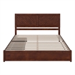 Clayton King Wood Platform Bed with Panel Footboard & Storage Drawers in Walnut