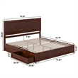 Clayton King Wood Platform Bed with Panel Footboard & Storage Drawers in Walnut