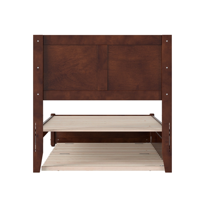 Clayton Twin XL Wood Platform Bed with Panel Footboard & TXL Trundle in Walnut