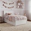 Clayton Twin Wood Platform Bed with Panel Footboard and Twin Trundle in White