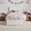 Clayton Twin Wood Platform Bed with Panel Footboard and Twin Trundle in White