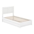 Clayton Twin Wood Platform Bed with Panel Footboard and Twin Trundle in White