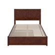 Clayton Full Wood Platform Bed with Panel Footboard and Twin Trundle in Walnut