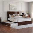 Clayton Queen Wood Platform Bed with Panel Footboard & Twin XL Trundle in Walnut