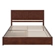 Clayton King Wood Platform Bed with Panel Footboard & Twin XL Trundle in Walnut
