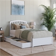 Lucia Twin XL Platform Bed with Panel Footboard & 2 Storage Drawers in White