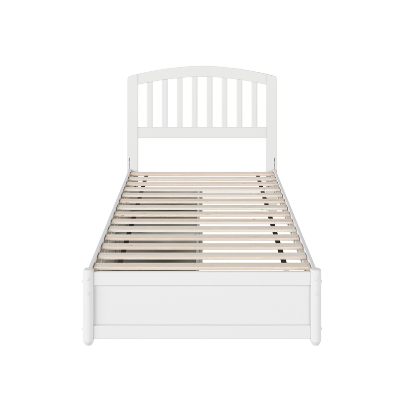 Lucia Twin XL Platform Bed with Panel Footboard & 2 Storage Drawers in White