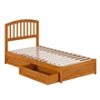 Lucia Twin XL Platform Bed w Panel Footboard & 2 Storage Drawers in Light Toffee