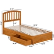 Lucia Twin XL Platform Bed w Panel Footboard & 2 Storage Drawers in Light Toffee