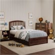 Lucia Twin Platform Bed with Panel Footboard & 2 Storage Drawers in Walnut