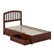 Lucia Twin Platform Bed with Panel Footboard & 2 Storage Drawers in Walnut
