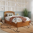 Lucia Twin Platform Bed with Panel Footboard & 2 Storage Drawers in Light Toffee