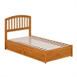Lucia Twin Platform Bed with Panel Footboard & 2 Storage Drawers in Light Toffee
