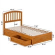 Lucia Twin Platform Bed with Panel Footboard & 2 Storage Drawers in Light Toffee